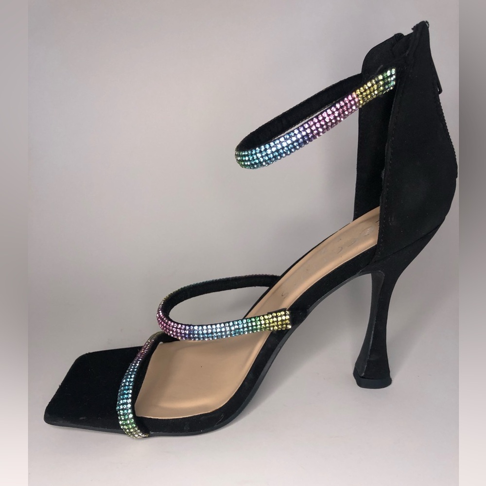 Coconuts by Matisse Open Toe Suede Rainbow Rhinestone Stiletto Heel Size 6.5 - Picture 11 of 11